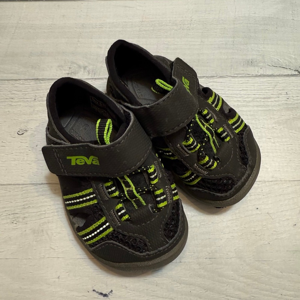 Teva‎ baby toddler water sport sandals black green size 2